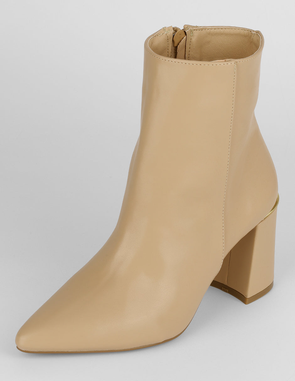 Botín con tacón Aurora en Piel vegana – Beige