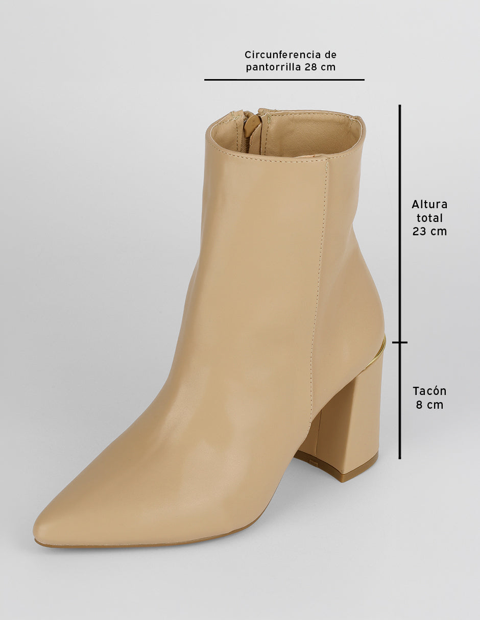 Botín con tacón Aurora en Piel vegana – Beige