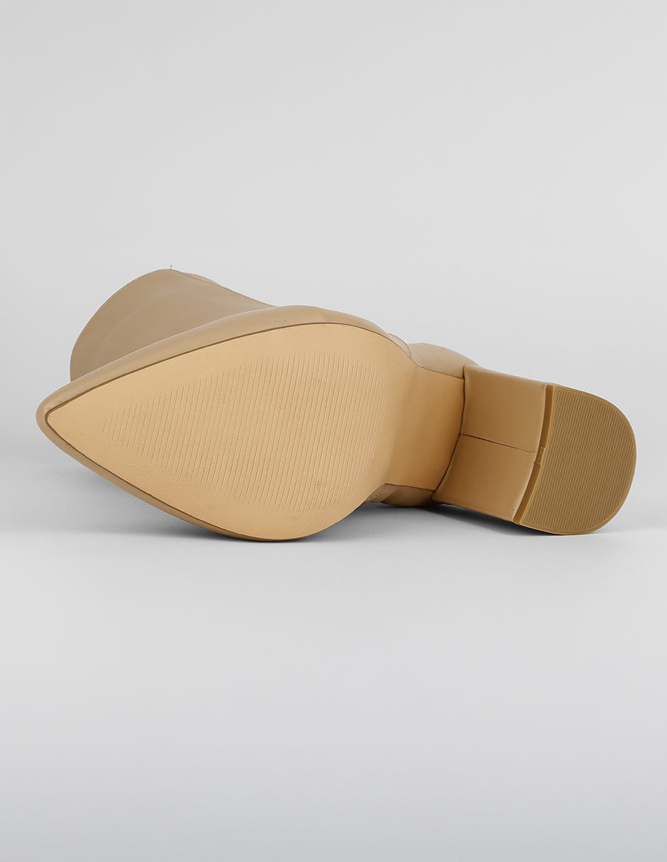 Botín con tacón Aurora en Piel vegana – Beige