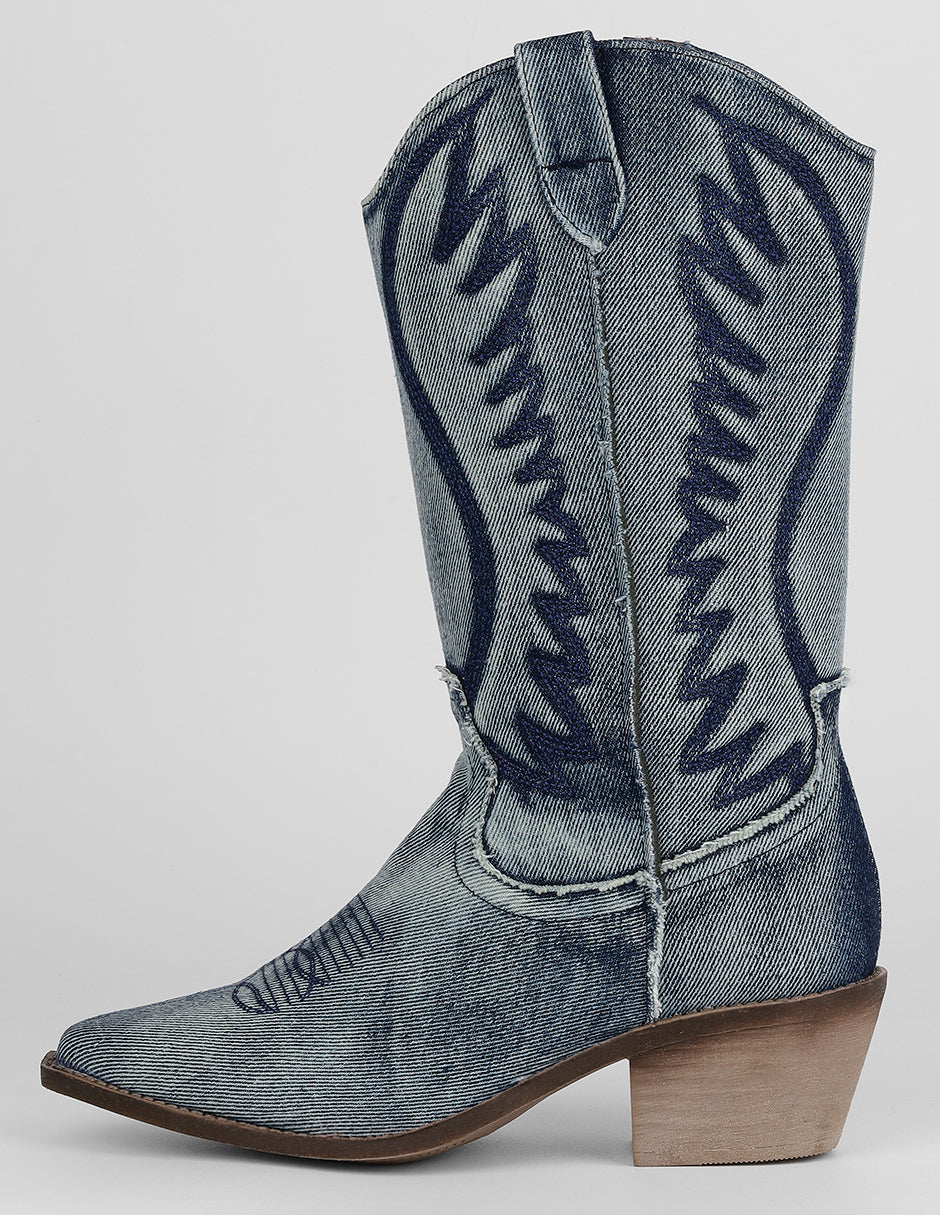 Botas tipo western Exterior Textil Color Azul Para Mujer De RBCOLLECTION