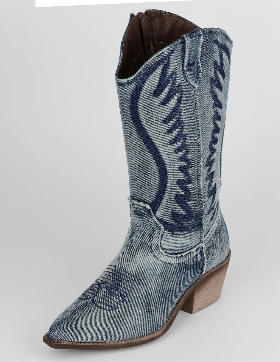 Botas tipo western West en Textil – Azul