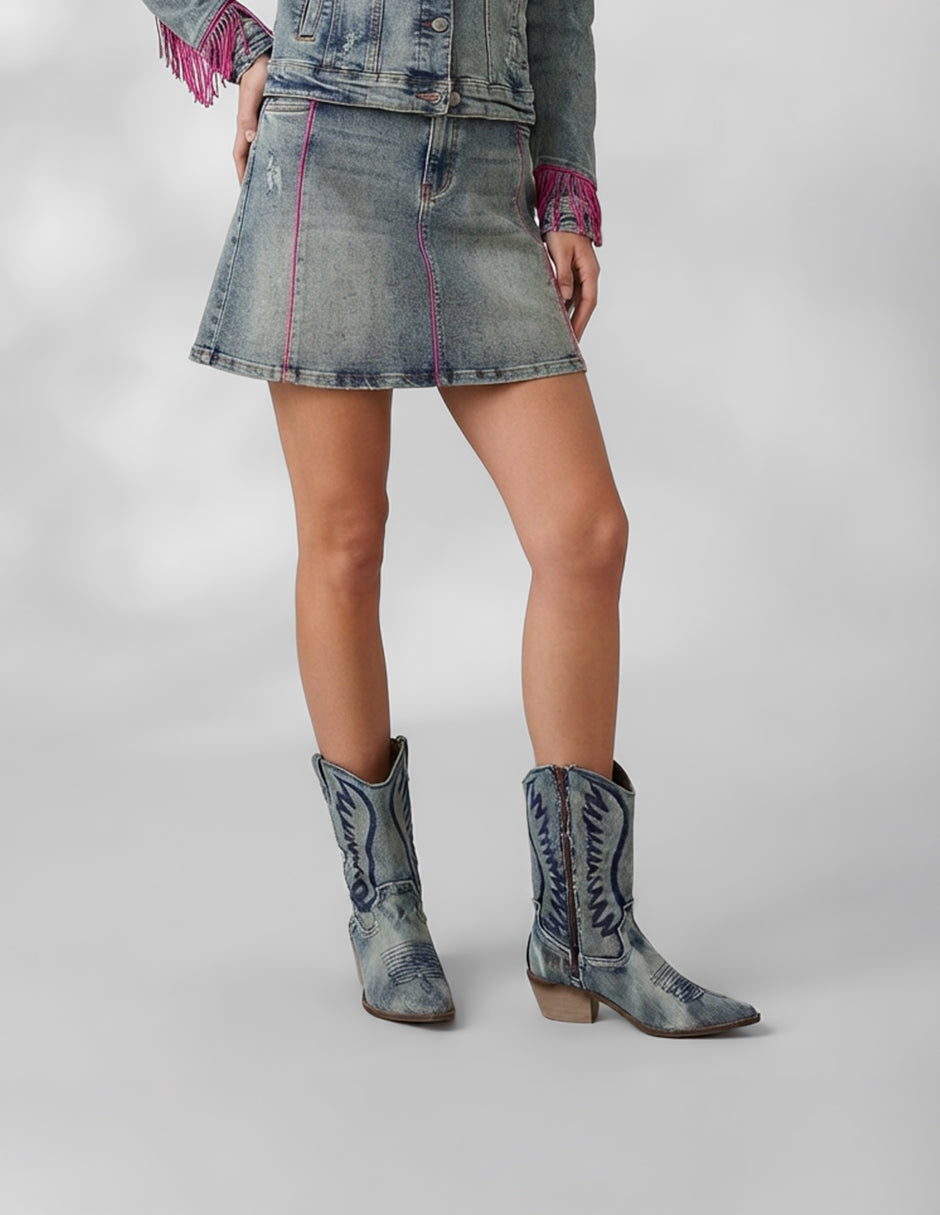 Botas tipo western West en Textil – Azul
