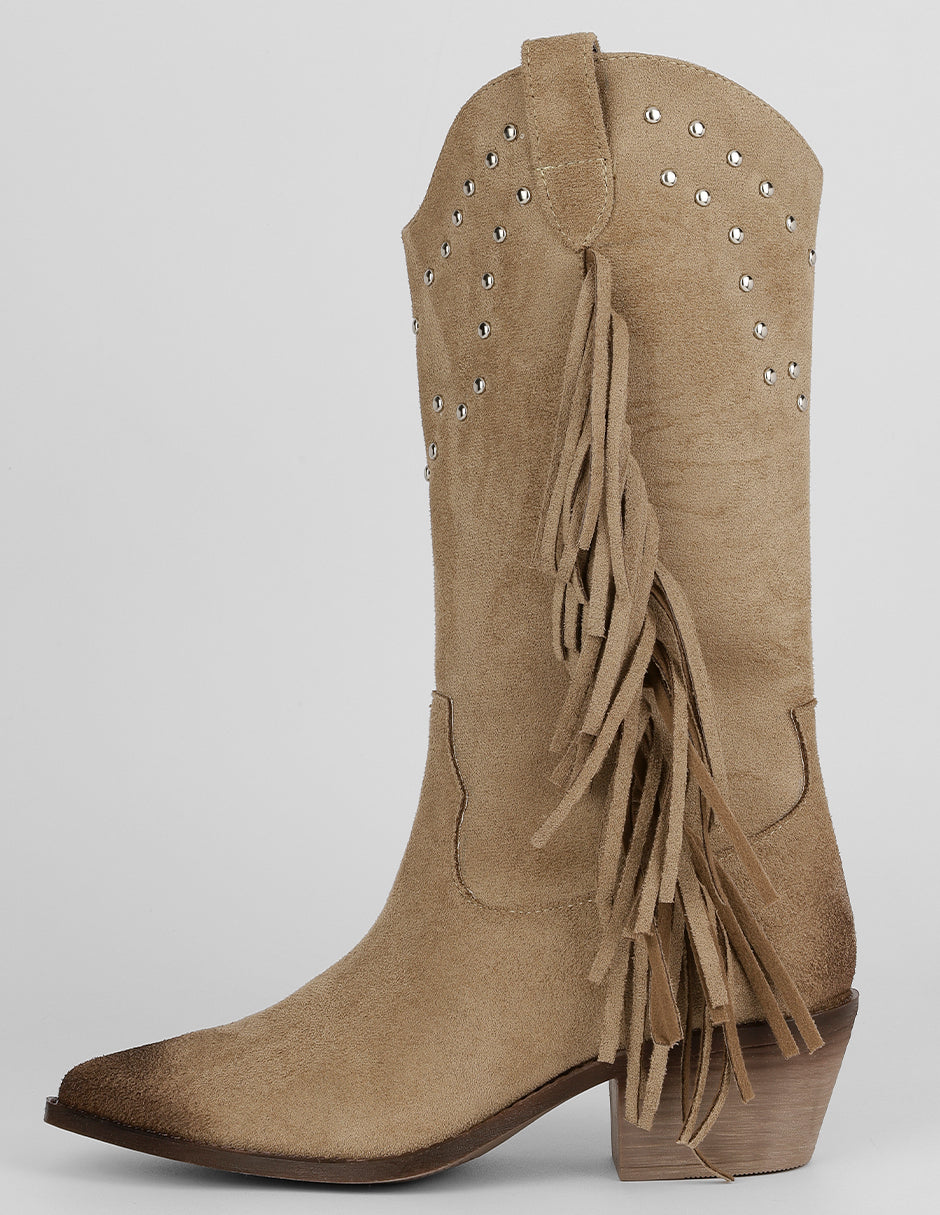 Botas tipo western Exterior Gamuza Color Café Para Mujer De RBCOLLECTION