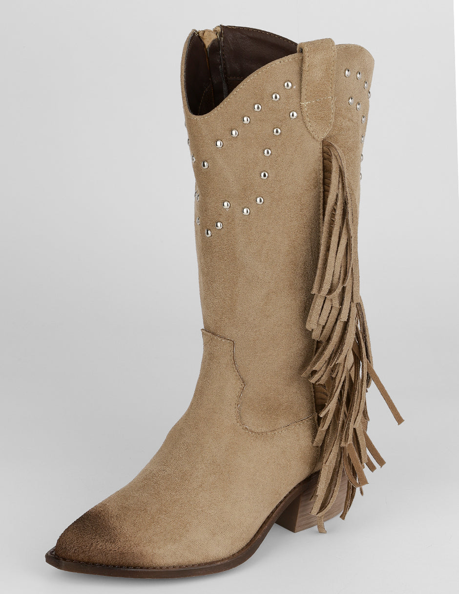 Botas tipo western West en Gamuza – Café