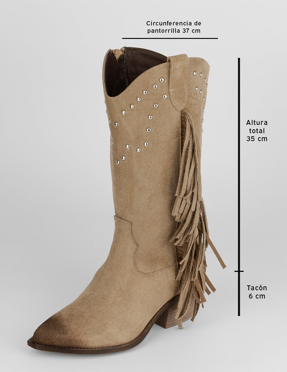 Botas tipo western West en Gamuza – Café