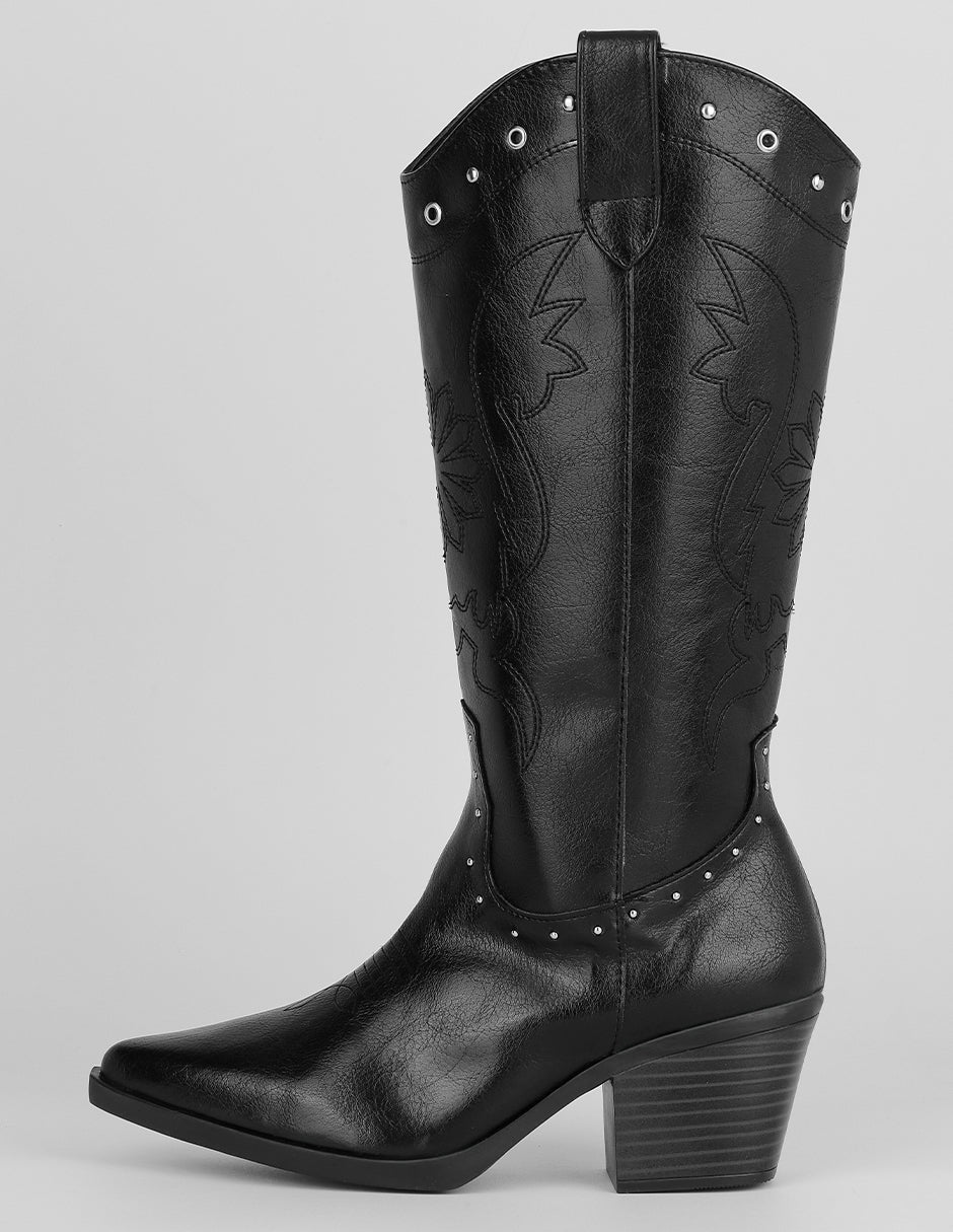 Botas tipo western Exterior Piel vegana Color Negro Para Mujer De RBCOLLECTION
