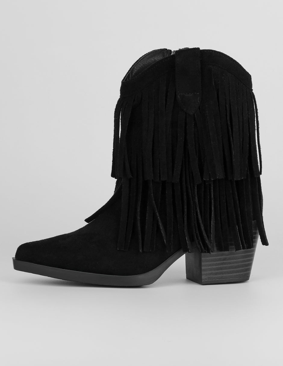 Botín con tacón Exterior Gamuza Color Negro Para Mujer De RBCOLLECTION