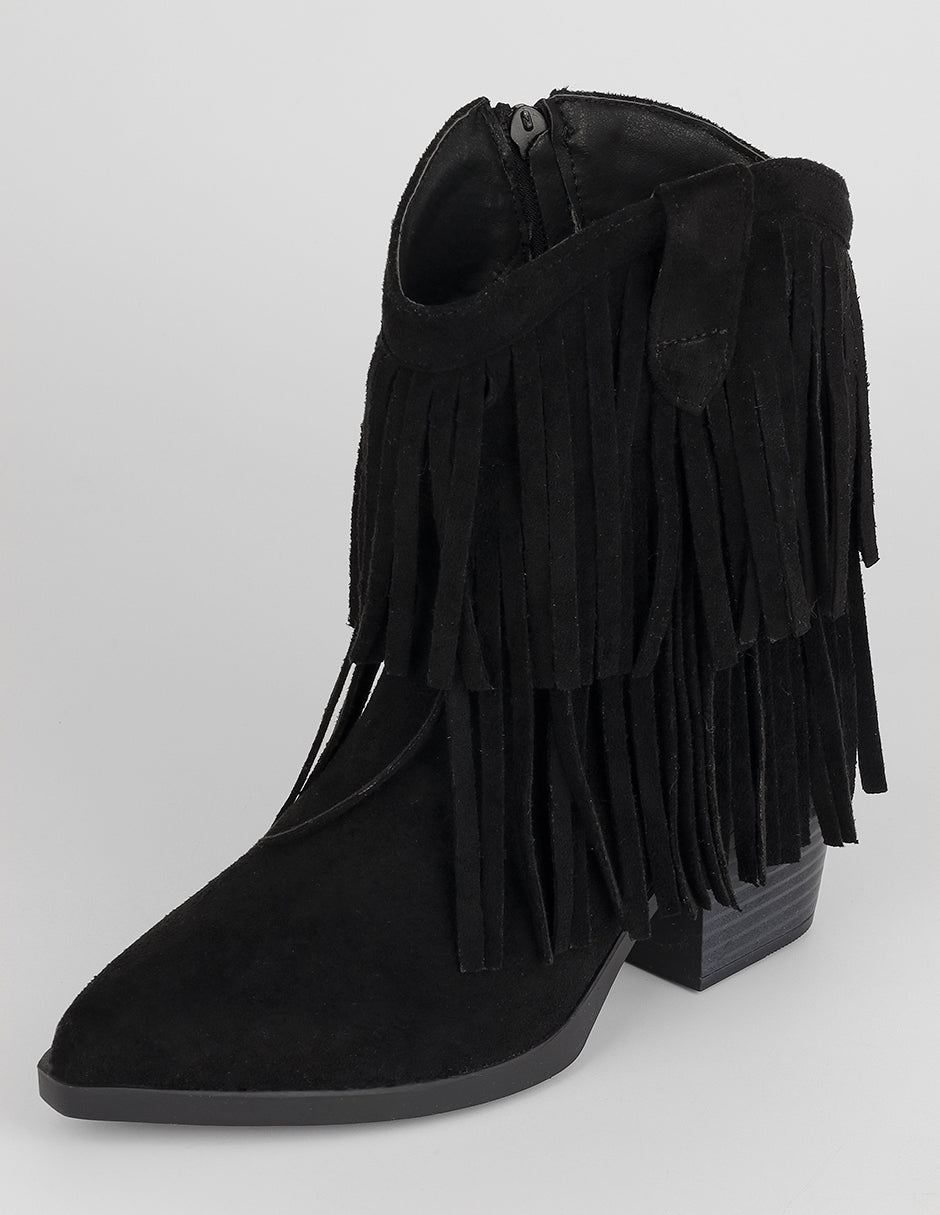 Botín con tacón Zhara en Gamuza – Negro