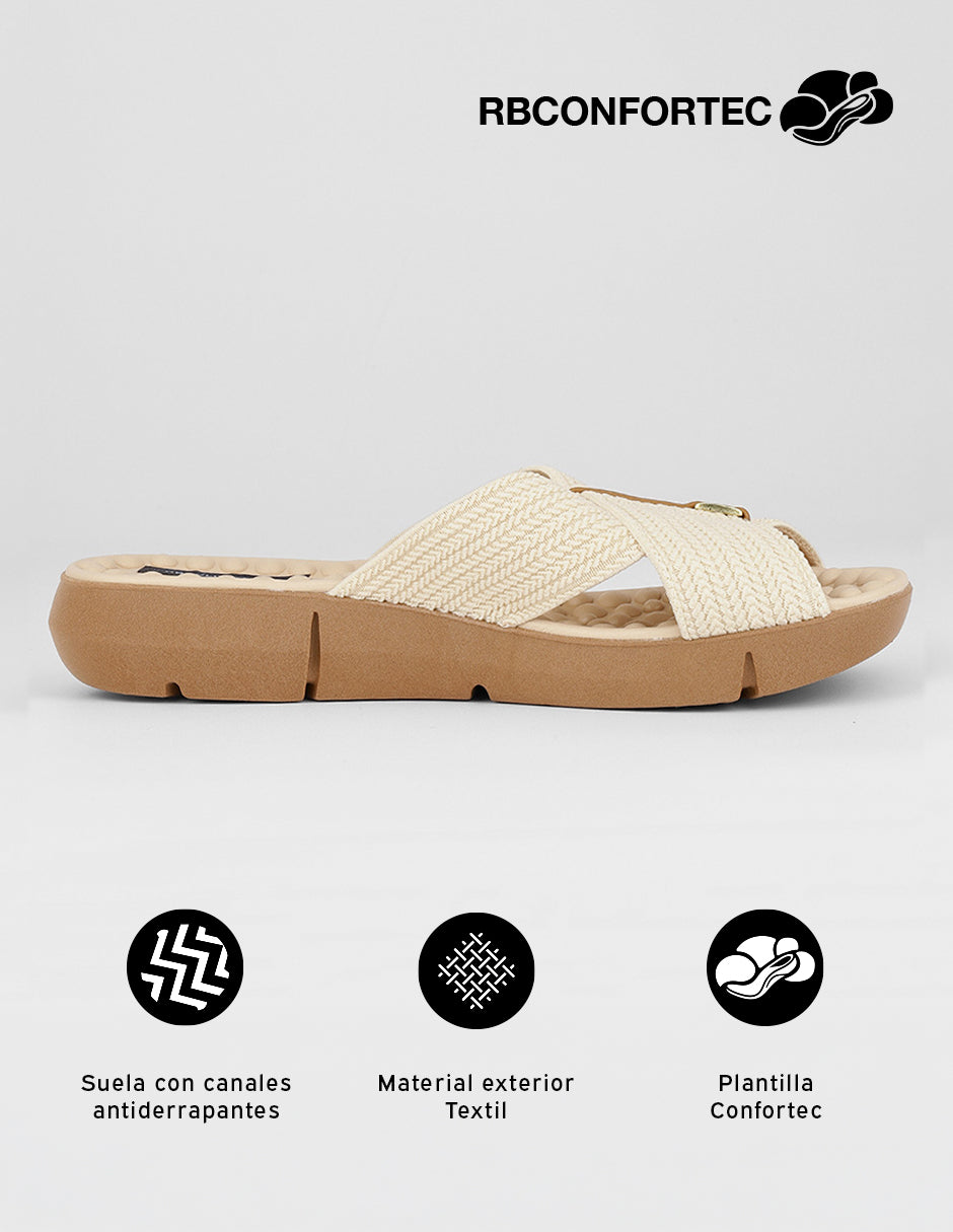 Sandalias con plataforma Naia en Textil – Beige