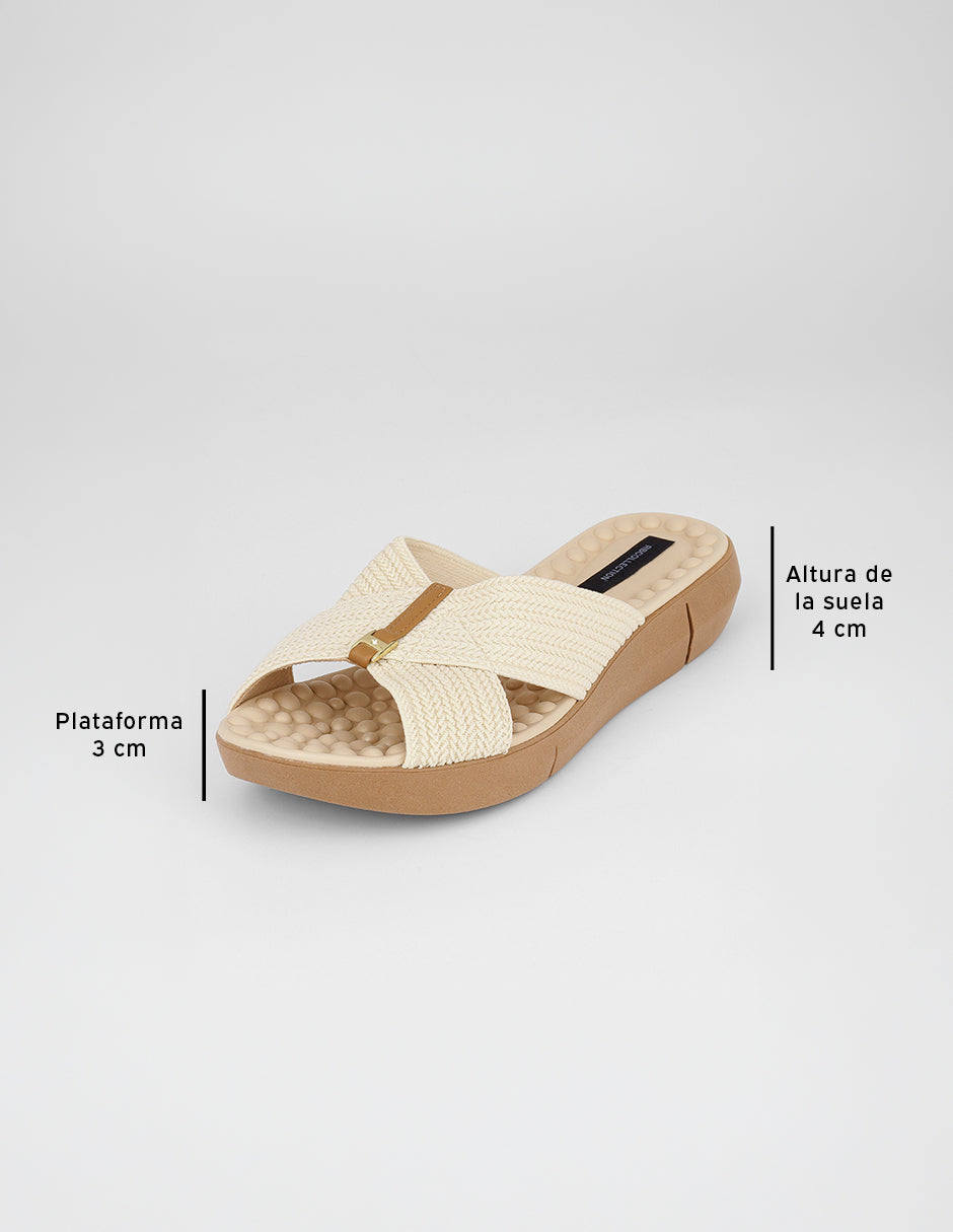 Sandalias con plataforma Naia en Textil – Beige