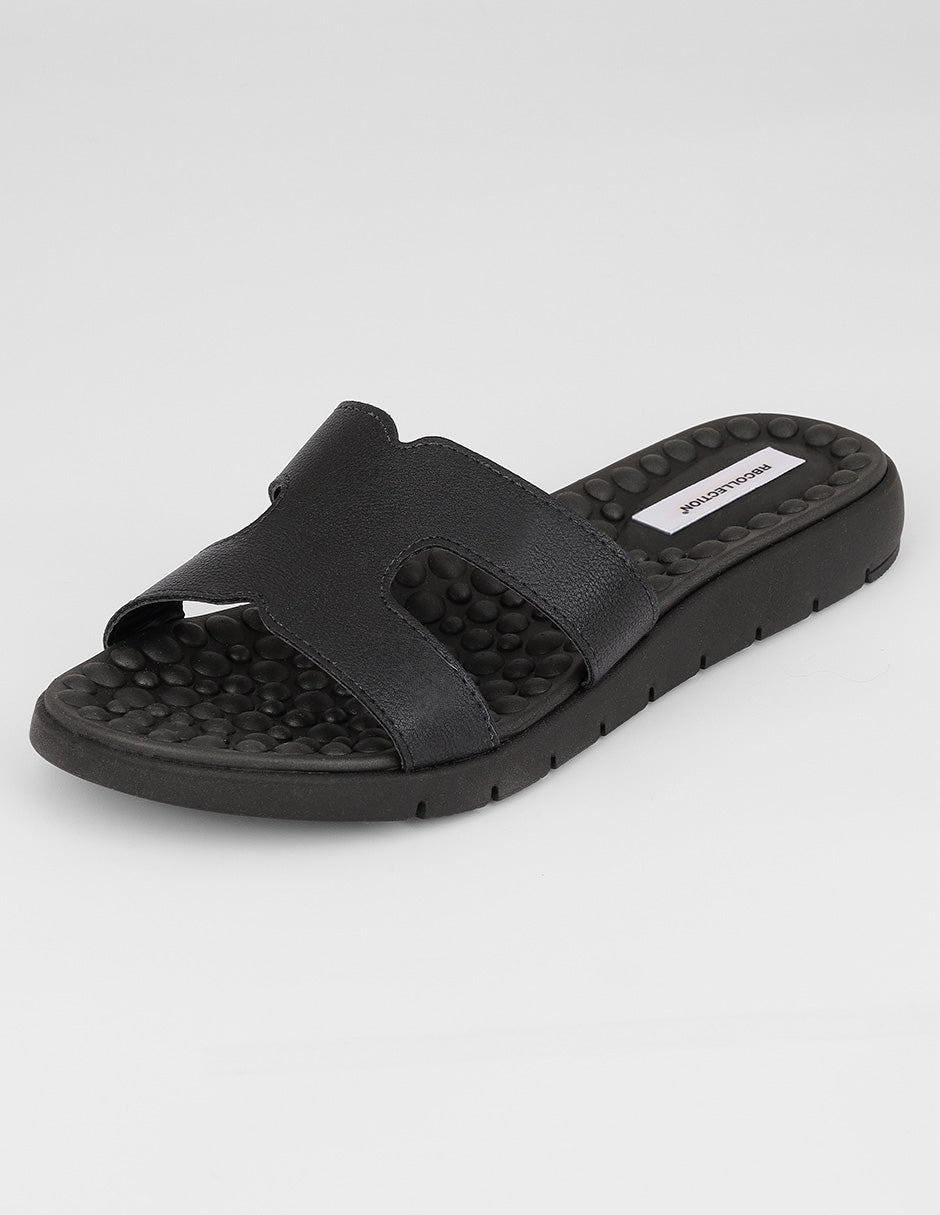 Sandalias de piso Hera en Piel vegana – Negro