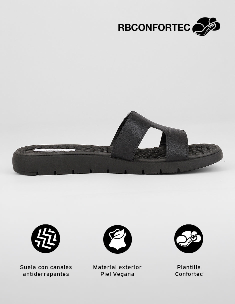 Sandalias de piso Hera en Piel vegana – Negro