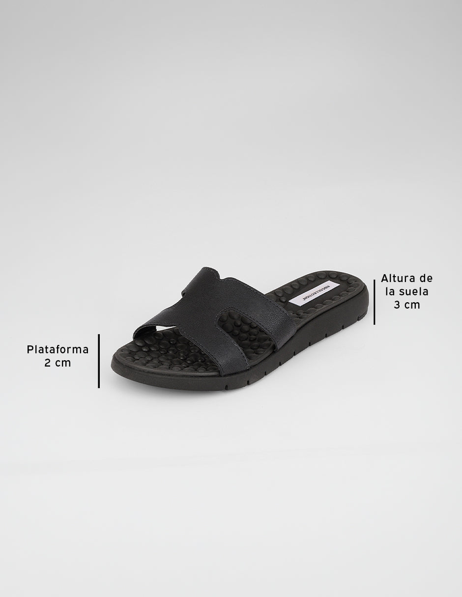 Sandalias de piso Hera en Piel vegana – Negro