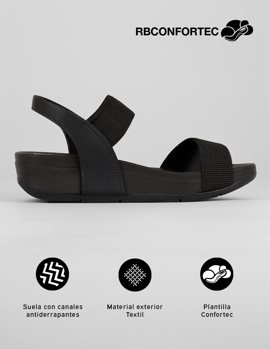 Sandalias con plataforma Naia en Textil – Negro