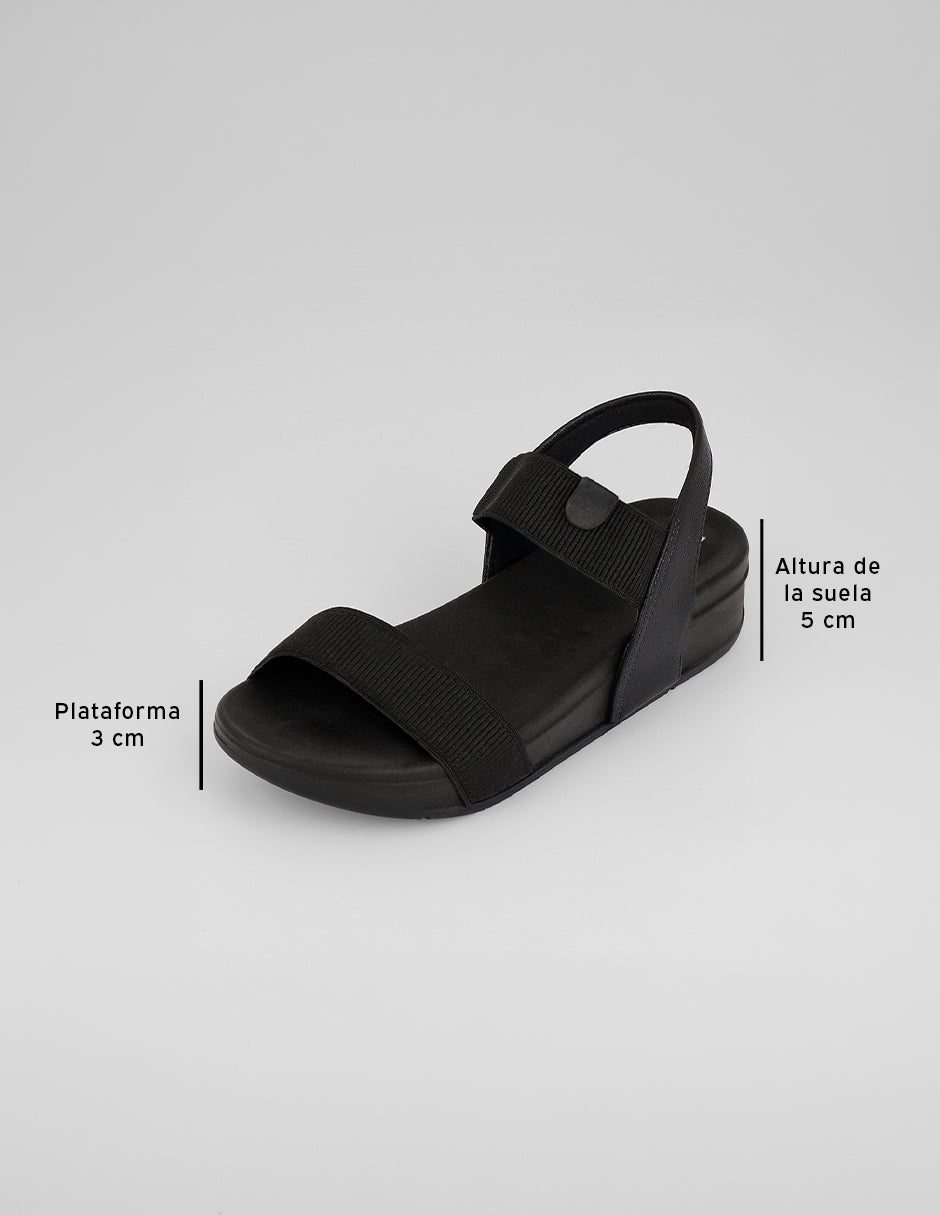 Sandalias con plataforma Naia en Textil – Negro