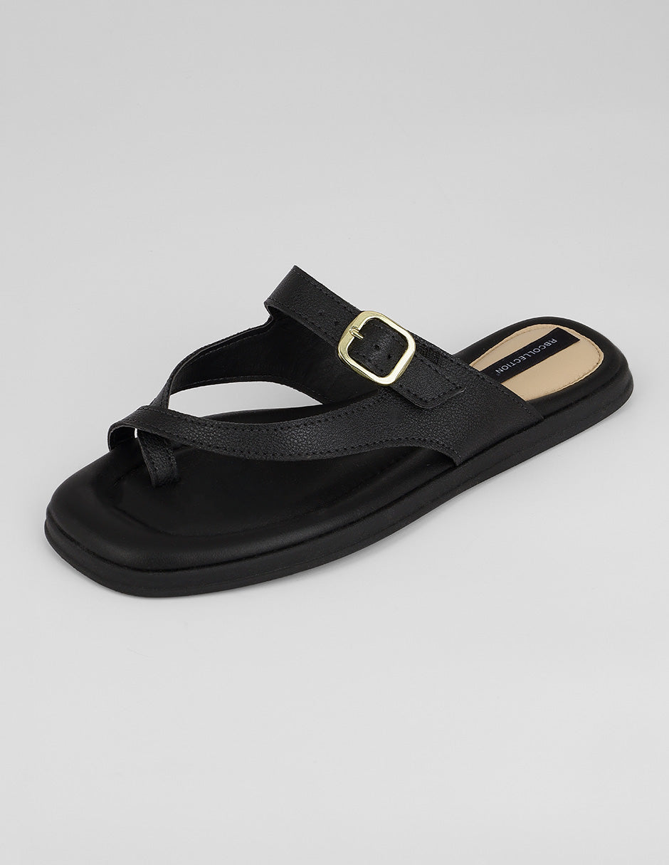 Sandalias de piso Soft en Piel vegana – Negro