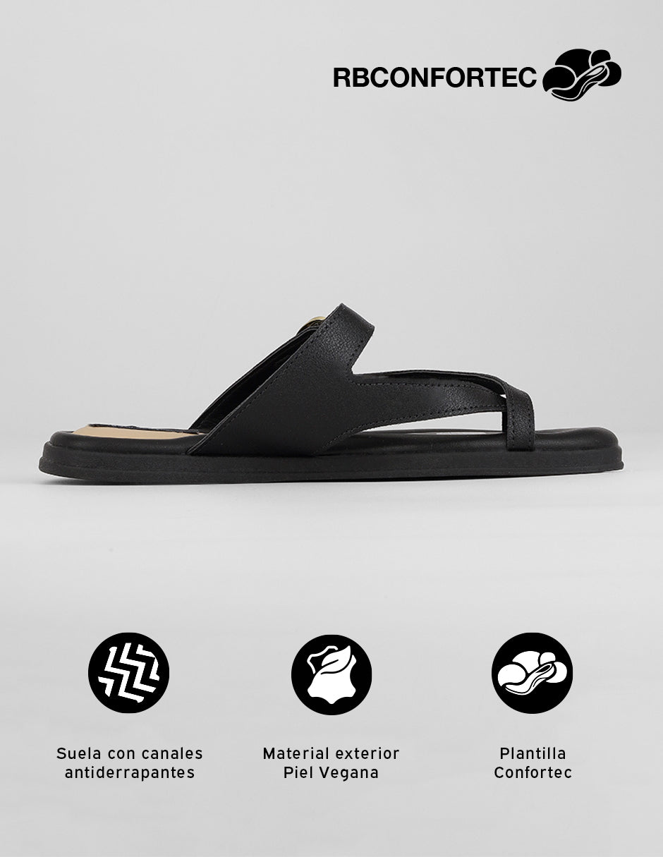 Sandalias de piso Soft en Piel vegana – Negro