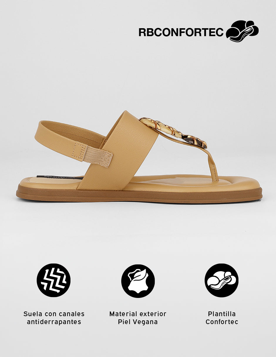Sandalias de piso Soft en Piel vegana – Café
