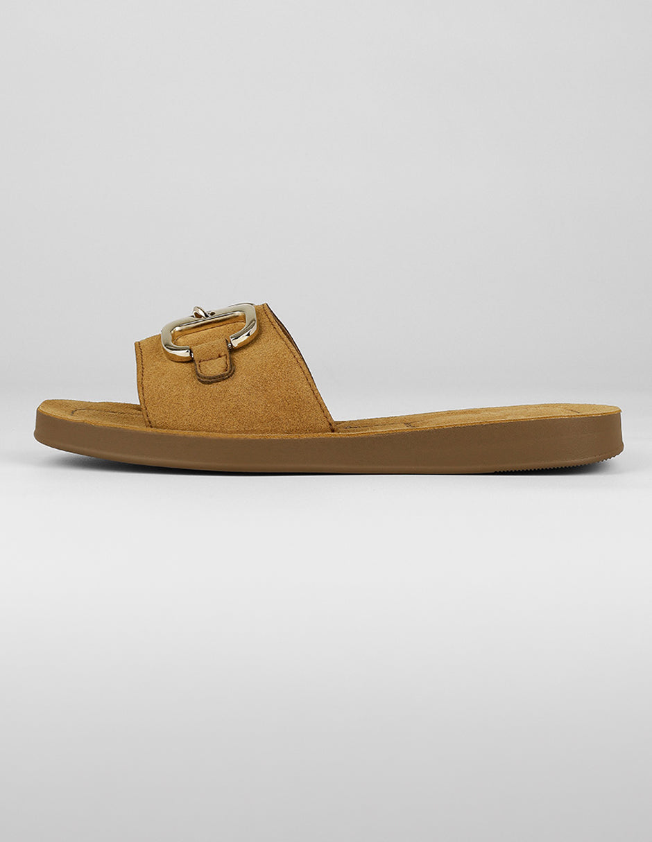 Sandalias de piso Exterior Gamuza Color Café Para Mujer De RBCOLLECTION