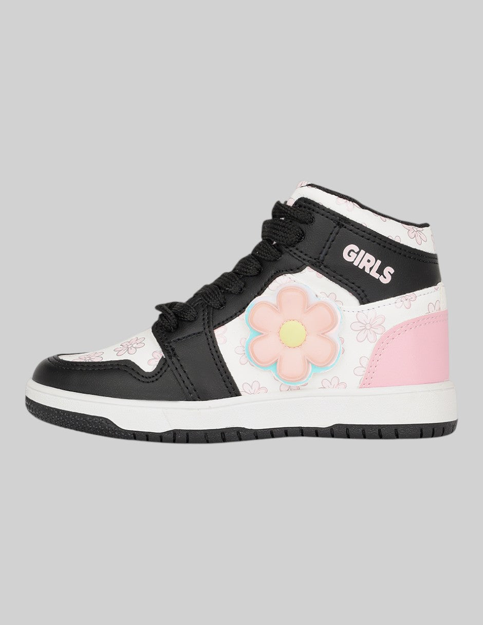 Tenis Exterior Sintético Color Negro Para Niña De RBCOLLECTION