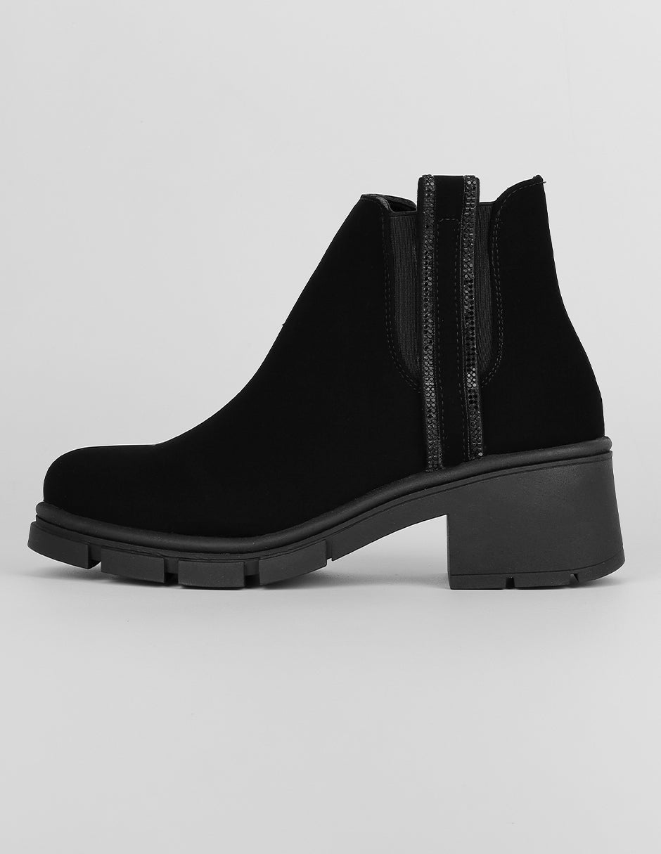 Botín con tacón Exterior Textil Color Negro Para Mujer De RBCOLLECTION