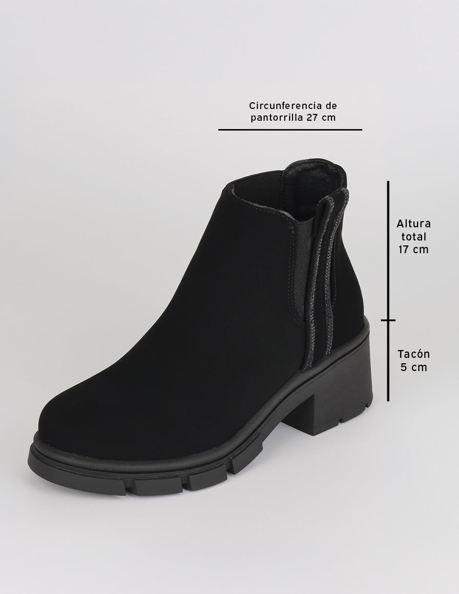 Botín con tacón Bike en Textil – Negro