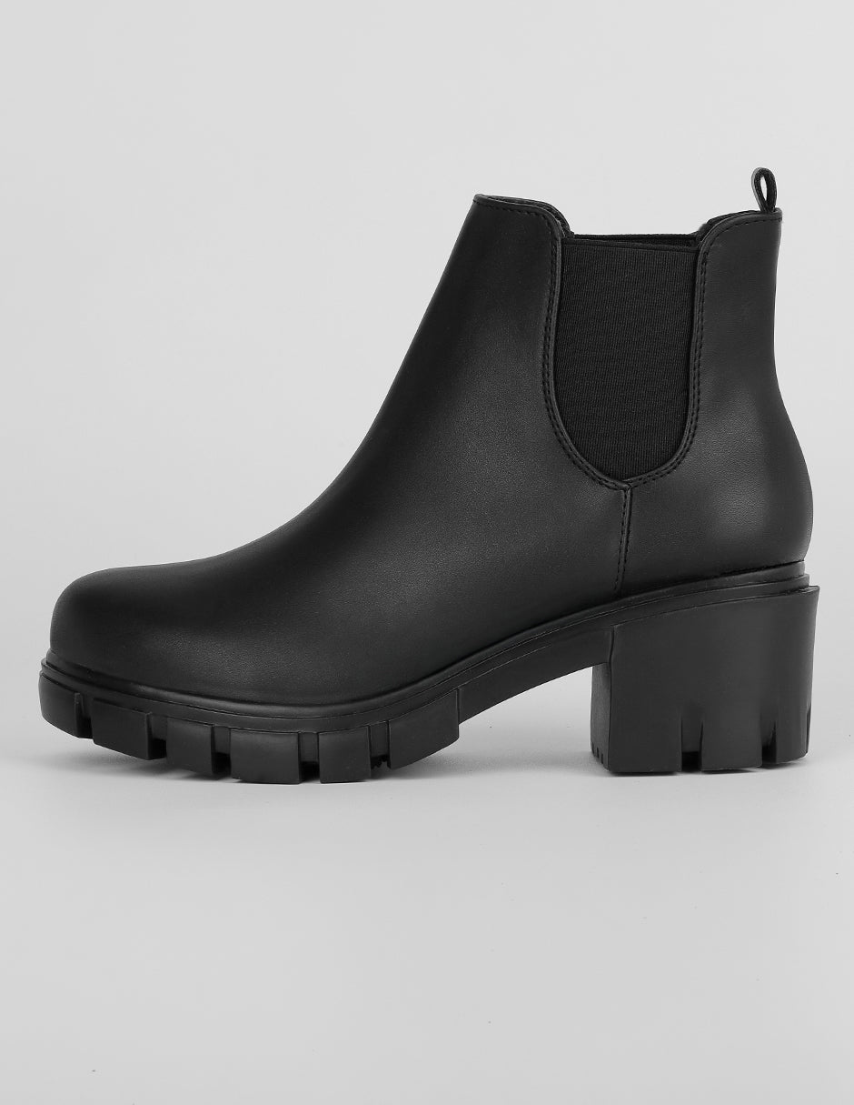 Botín con tacón Exterior Piel vegana Color Negro Para Mujer De RBCOLLECTION