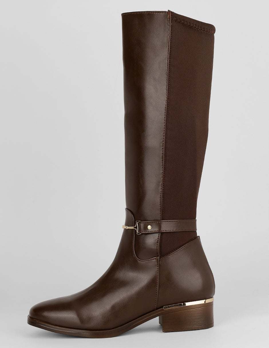 Botas altas Exterior Piel vegana Color Café Para Mujer De RBCOLLECTION