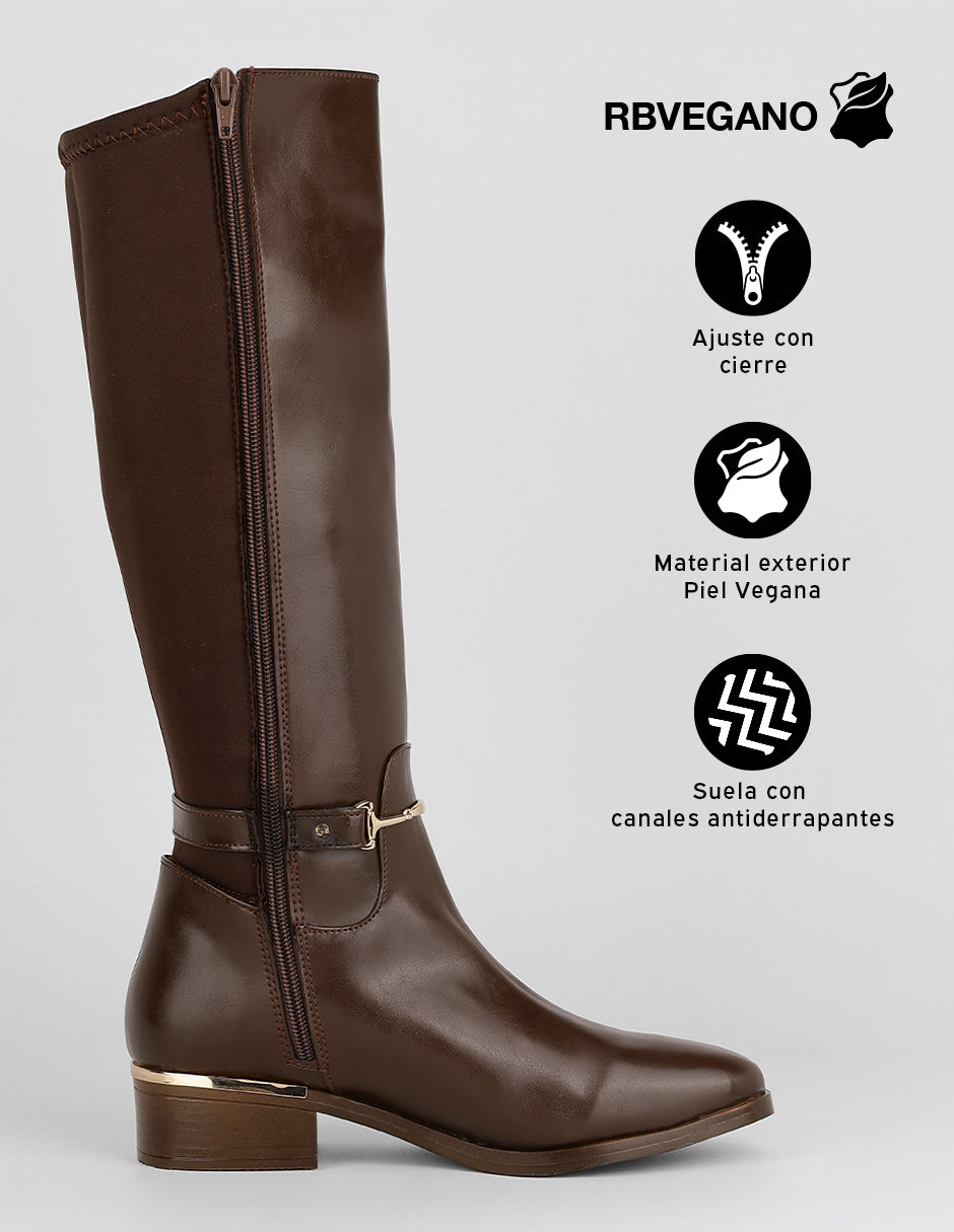 Botas altas Walk en Piel vegana – Café