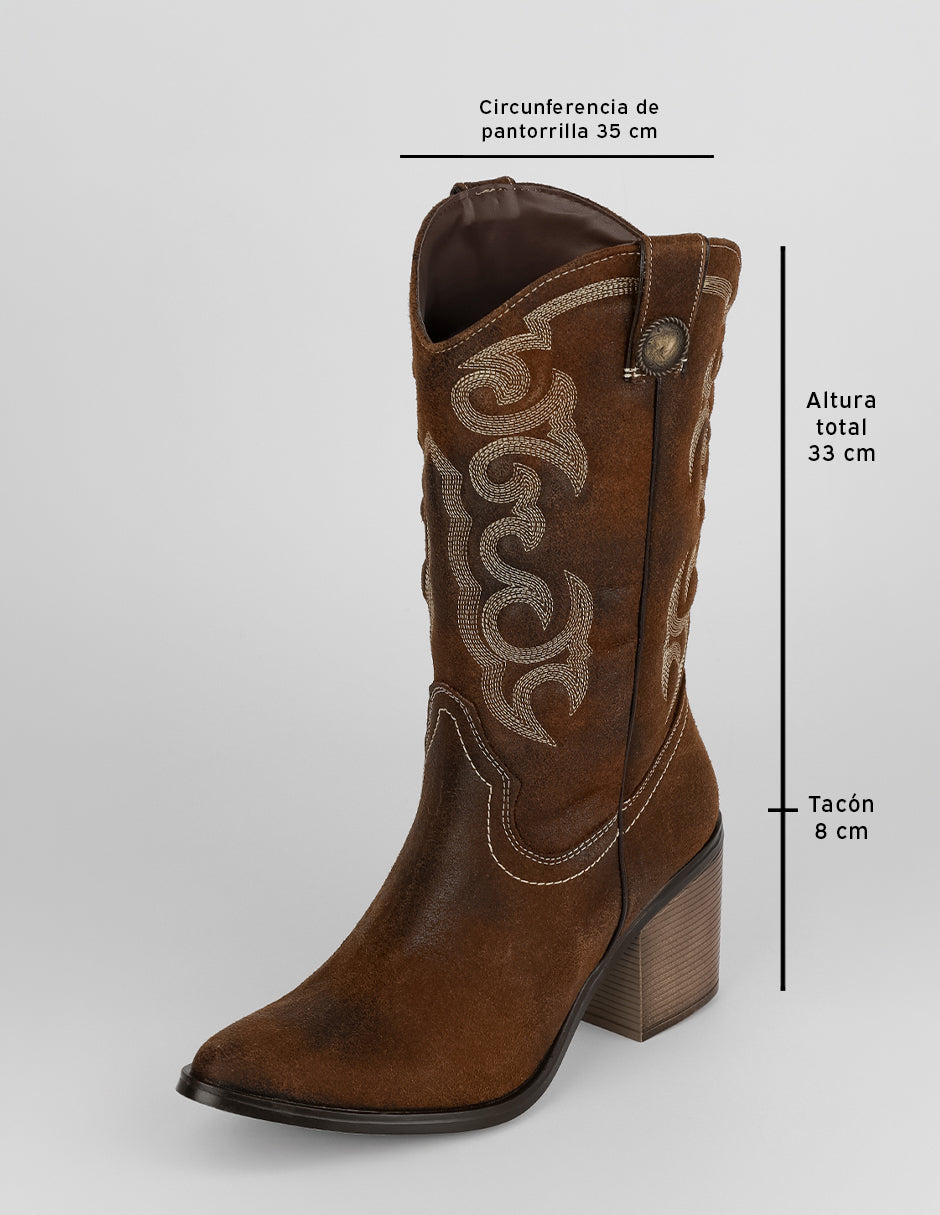 Botas tipo western West en Piel vegana – Café