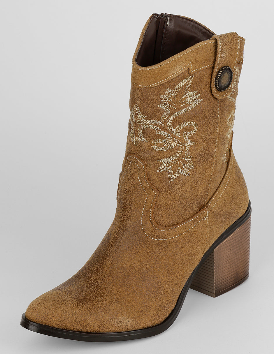 Botas tipo western West en Piel vegana – Café