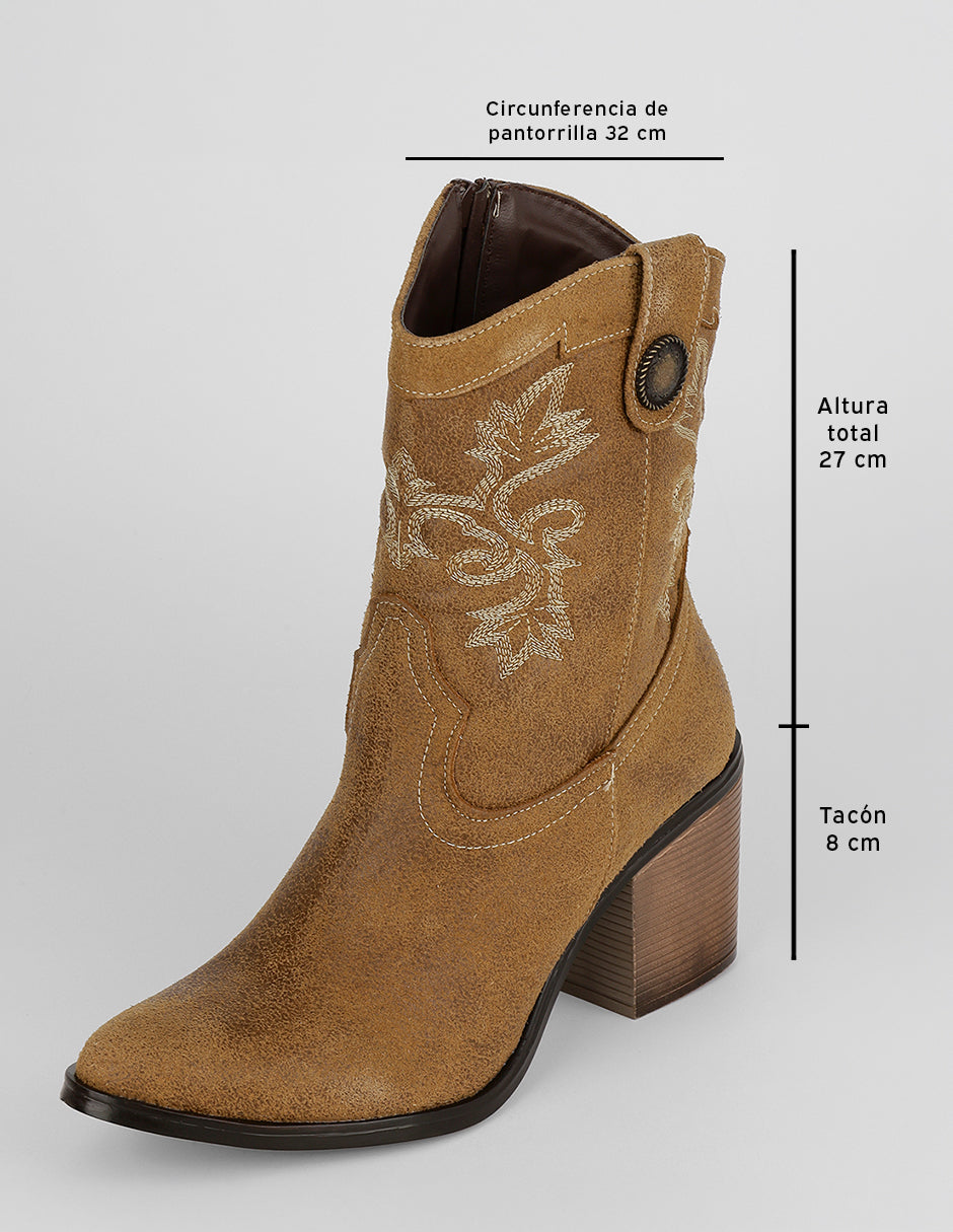 Botas tipo western West en Piel vegana – Café