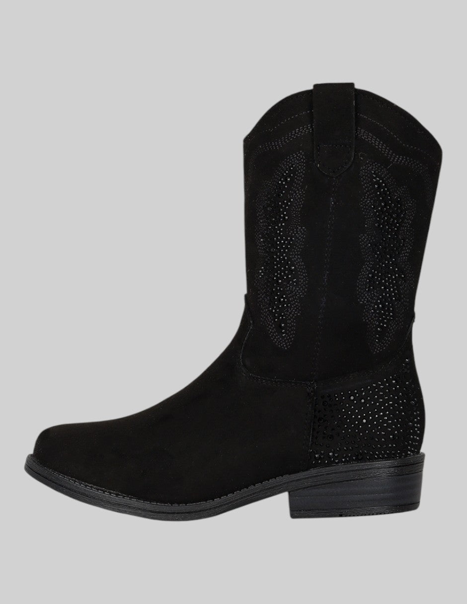 Botas Exterior Gamuza Color Negro Para Niña De RBCOLLECTION