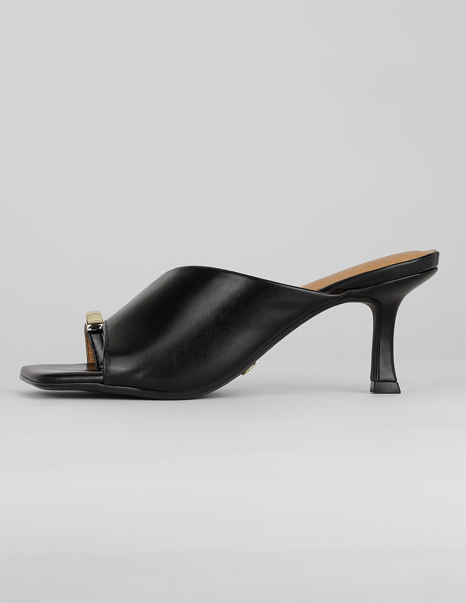 Sandalia con tacón Exterior Piel vegana Color Negro Para Mujer De RBCOLLECTION