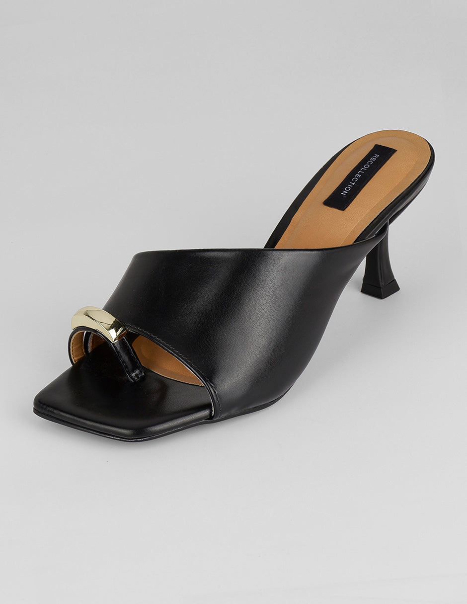 Sandalia con tacón Ave en Piel vegana – Negro