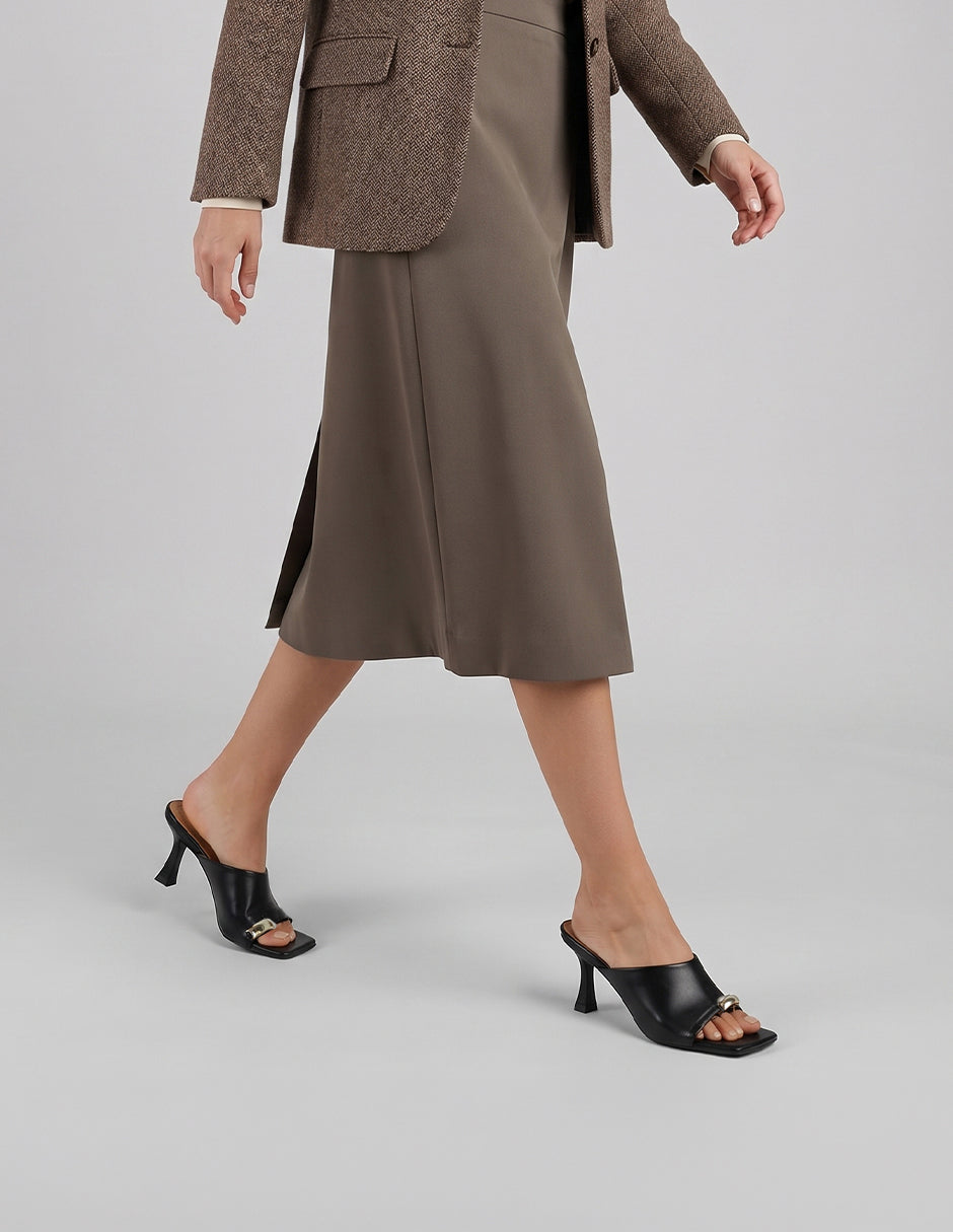 Sandalia con tacón Ave en Piel vegana – Negro