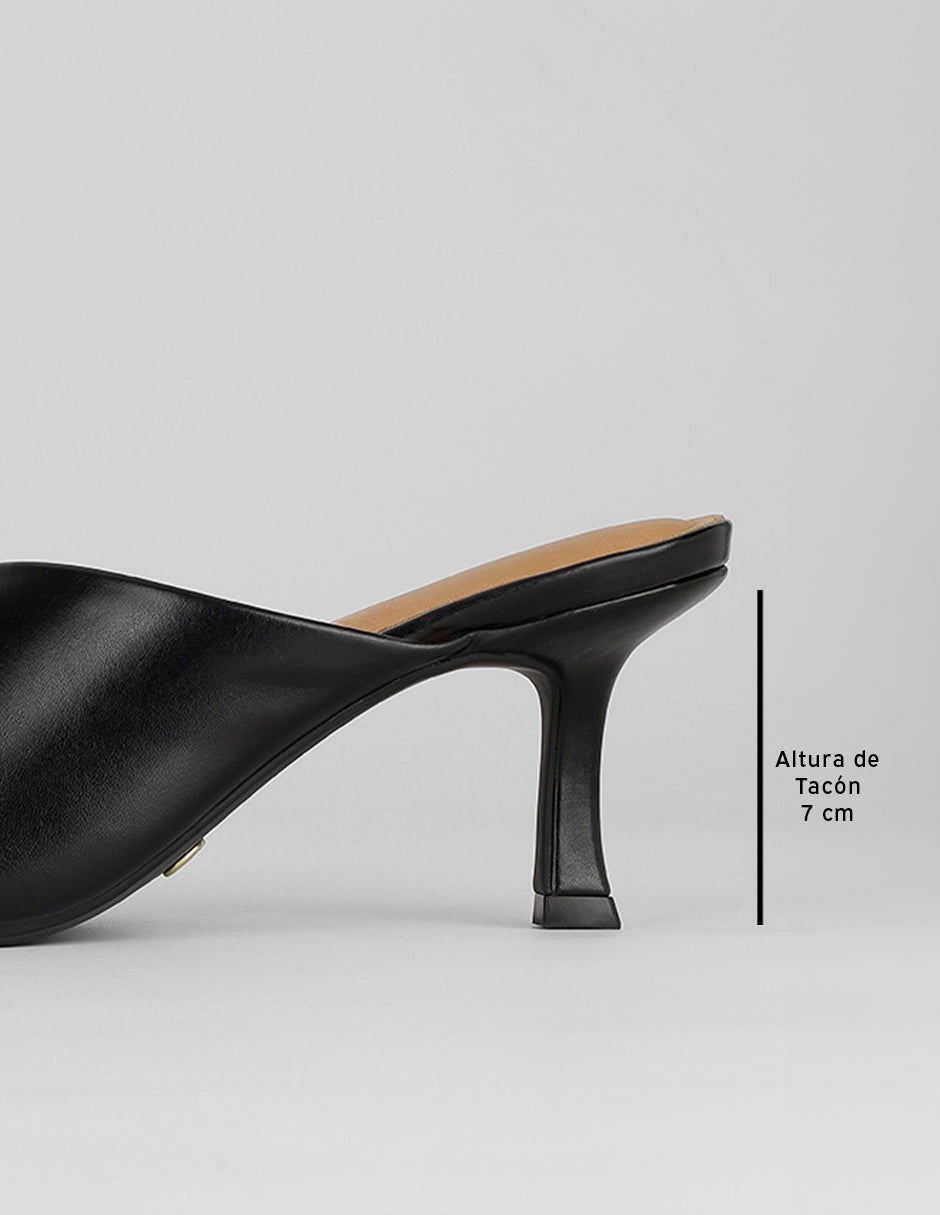 Sandalia con tacón Ave en Piel vegana – Negro
