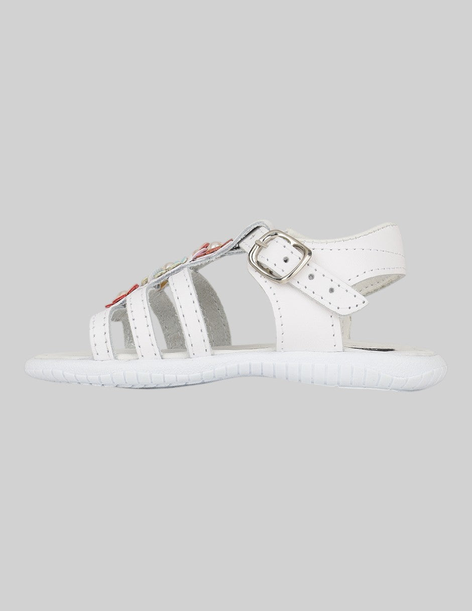 Sandalias Exterior Piel Color Blanco Para Niña De RBCOLLECTION