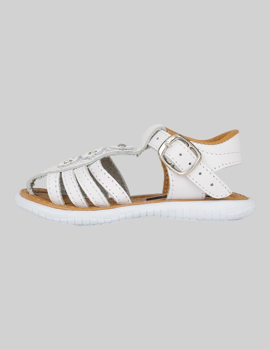 Sandalias Exterior Piel Color Blanco Para Niña De RBCOLLECTION