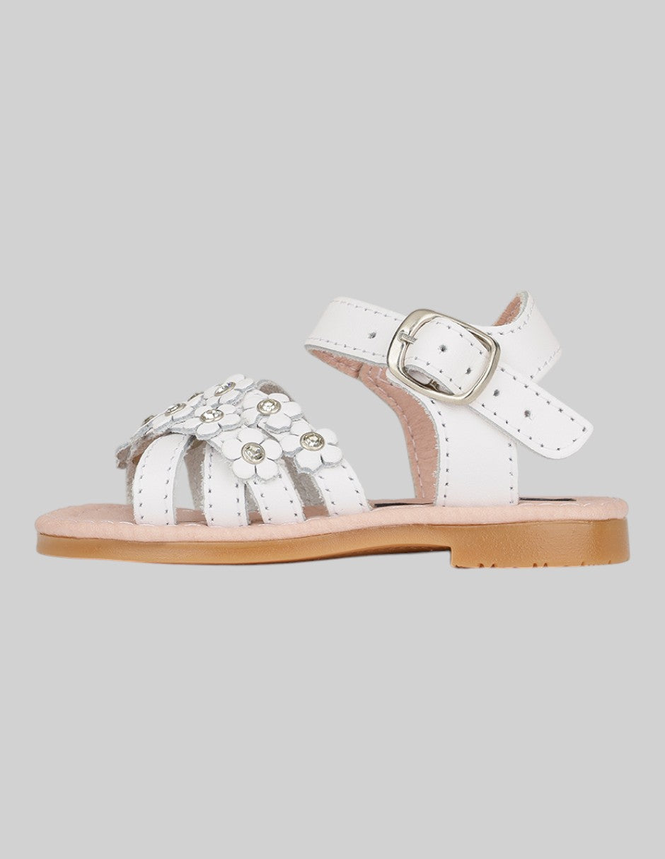 Sandalias Exterior Piel Color Blanco Para Niña De RBCOLLECTION