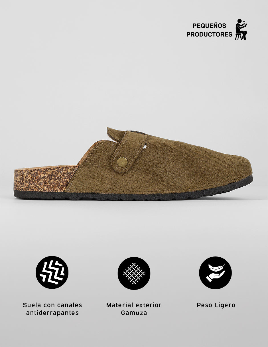 Pantuflas Onne en Gamuza – Verde