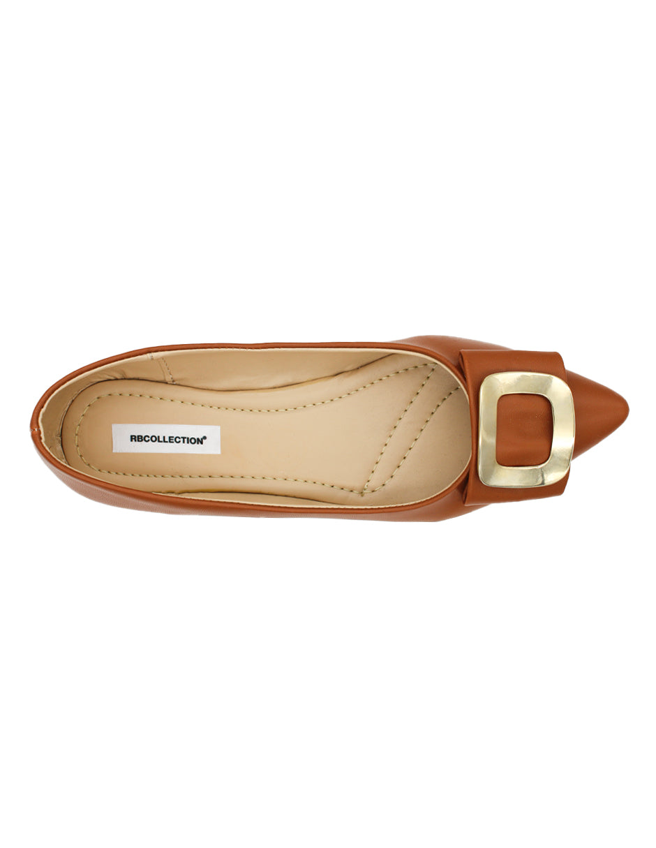 Flats puntales Exterior Piel sintética Color Camel Para Mujer De RBCOLLECTION