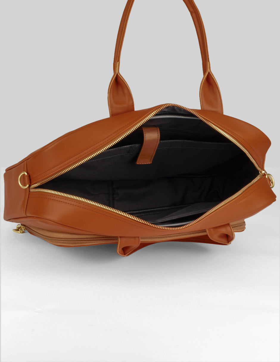 Bolsa Satchel en Piel vegana - Café