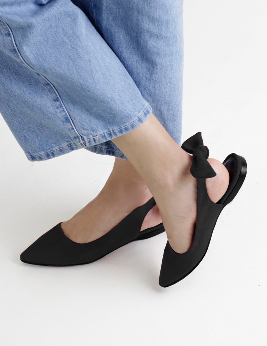 Flats puntales Classy en Gamuza – Negro