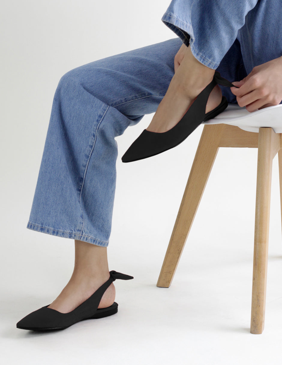 Flats puntales Classy en Gamuza – Negro