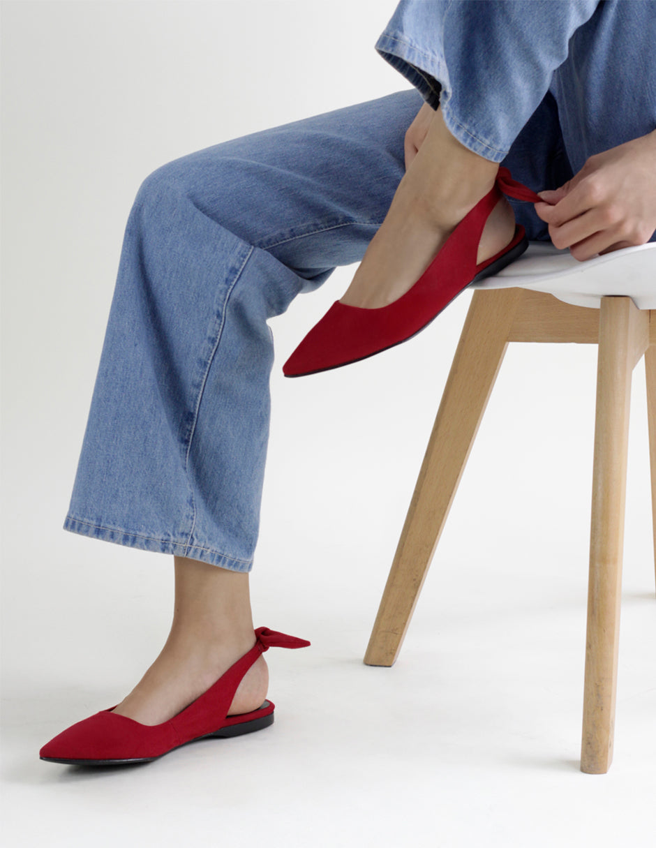 Flats puntales Classy en Gamuza – Rojo
