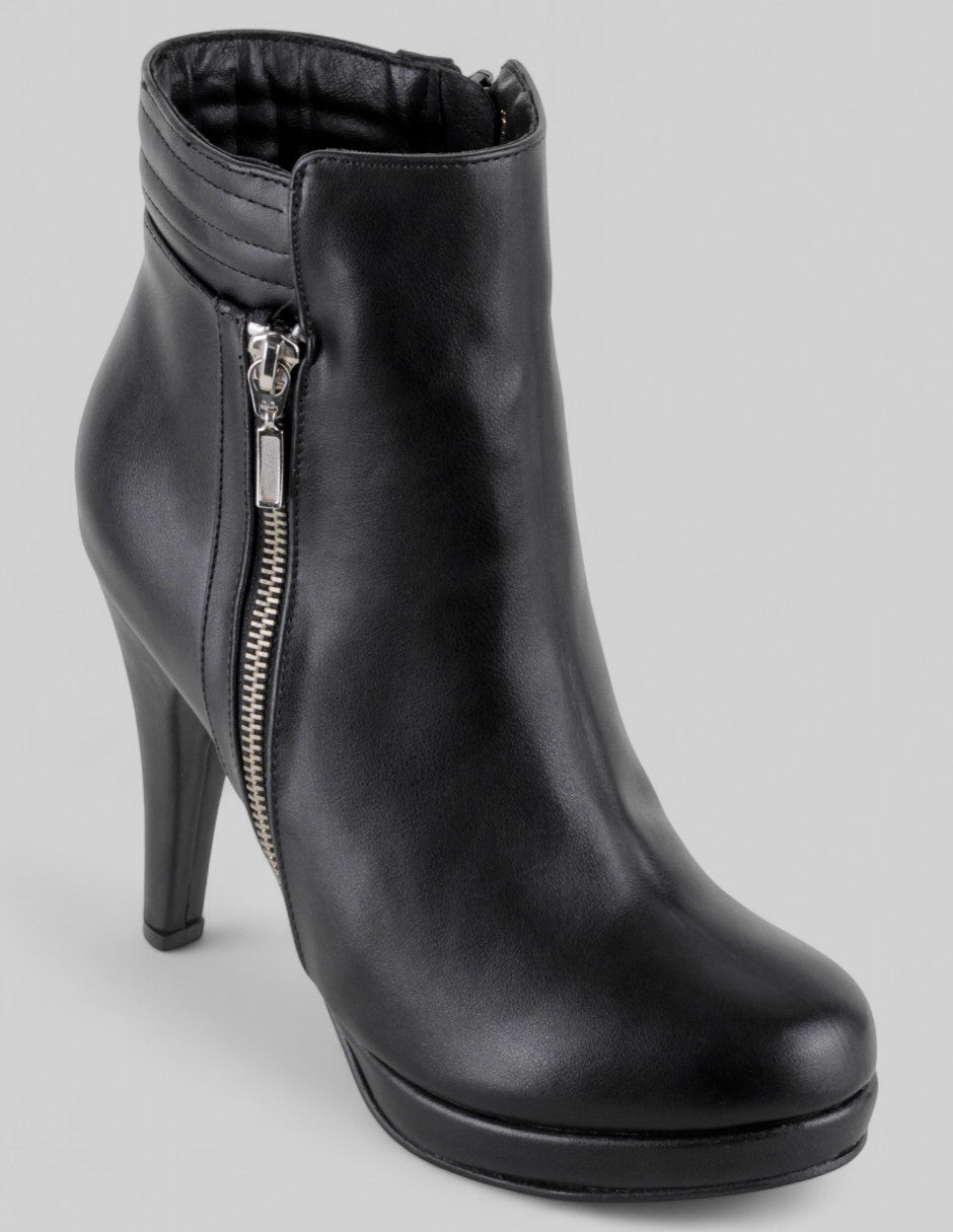 Botín con tacón Fire en Piel vegana – Negro