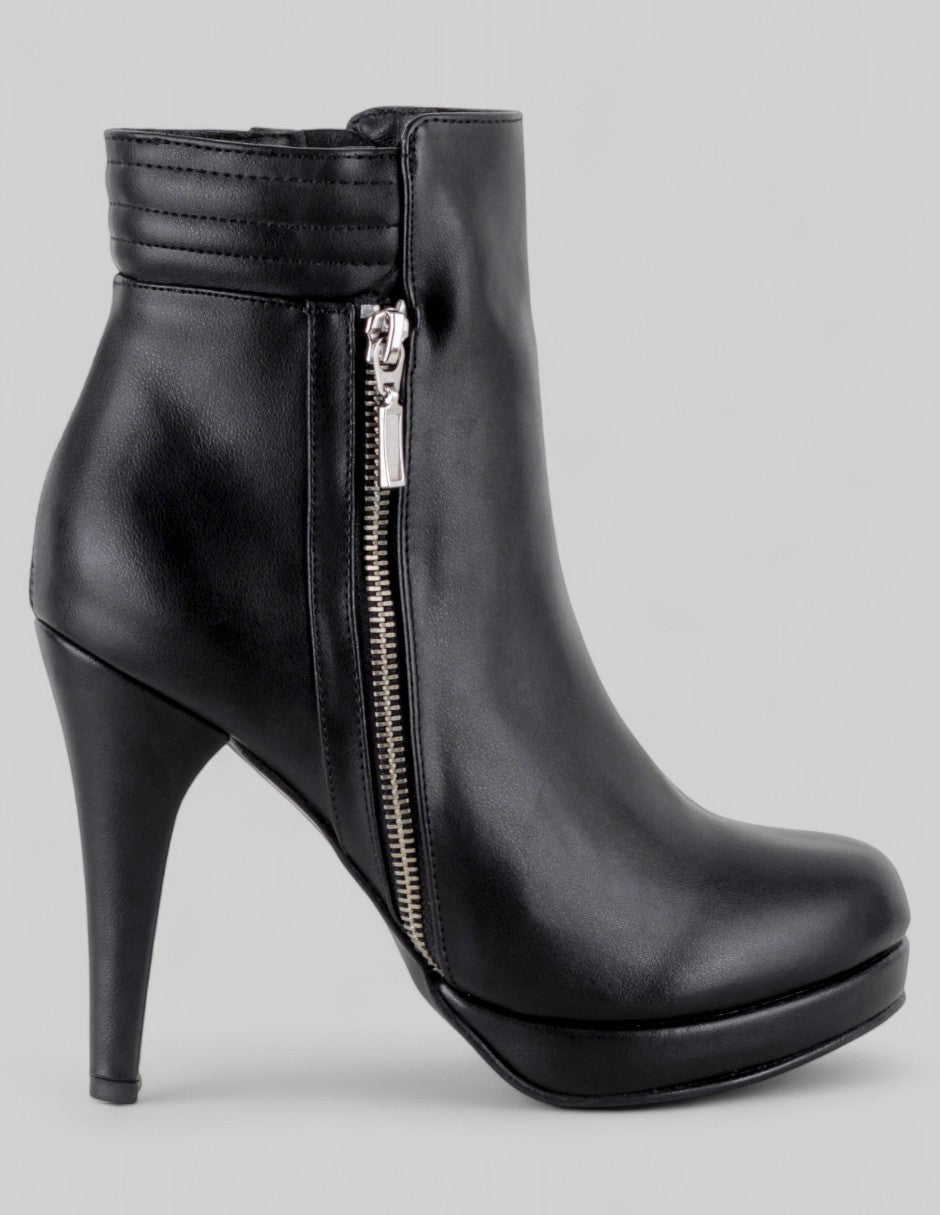 Botín con tacón Fire en Piel vegana – Negro