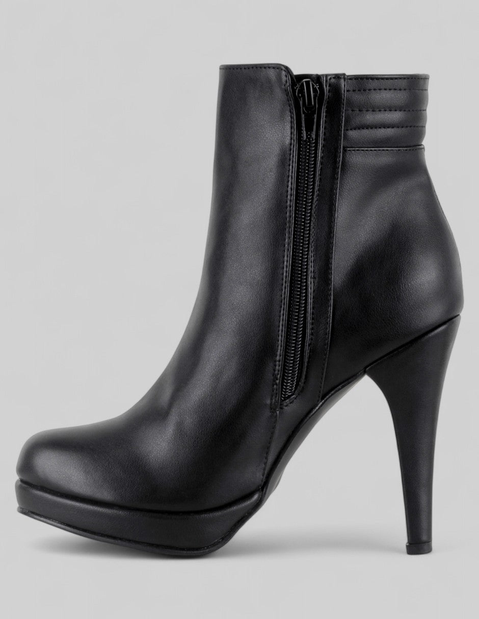 Botín con tacón Fire en Piel vegana – Negro