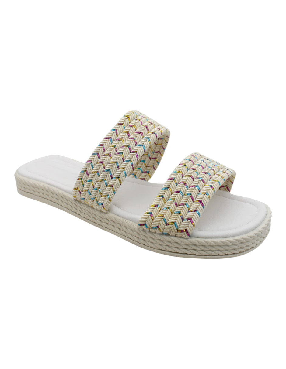 Sandalias de piso en Textil – Blanco